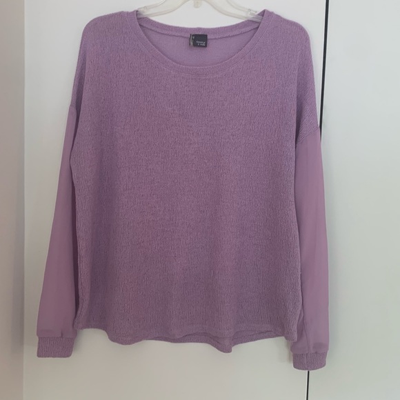 Sparkle & Fade Purple Knit Top With Sheer Sleeves - Picture 10 of 15
